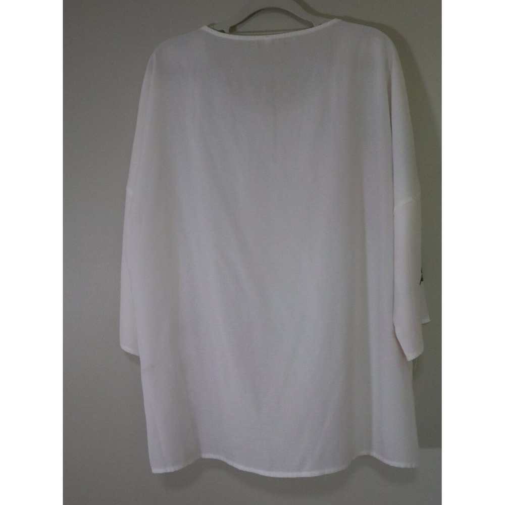 Cottagecore Boho Sheer Floral Blouse 0XL White Pink Rose Airy Flowy Top - Picture 6 of 6
